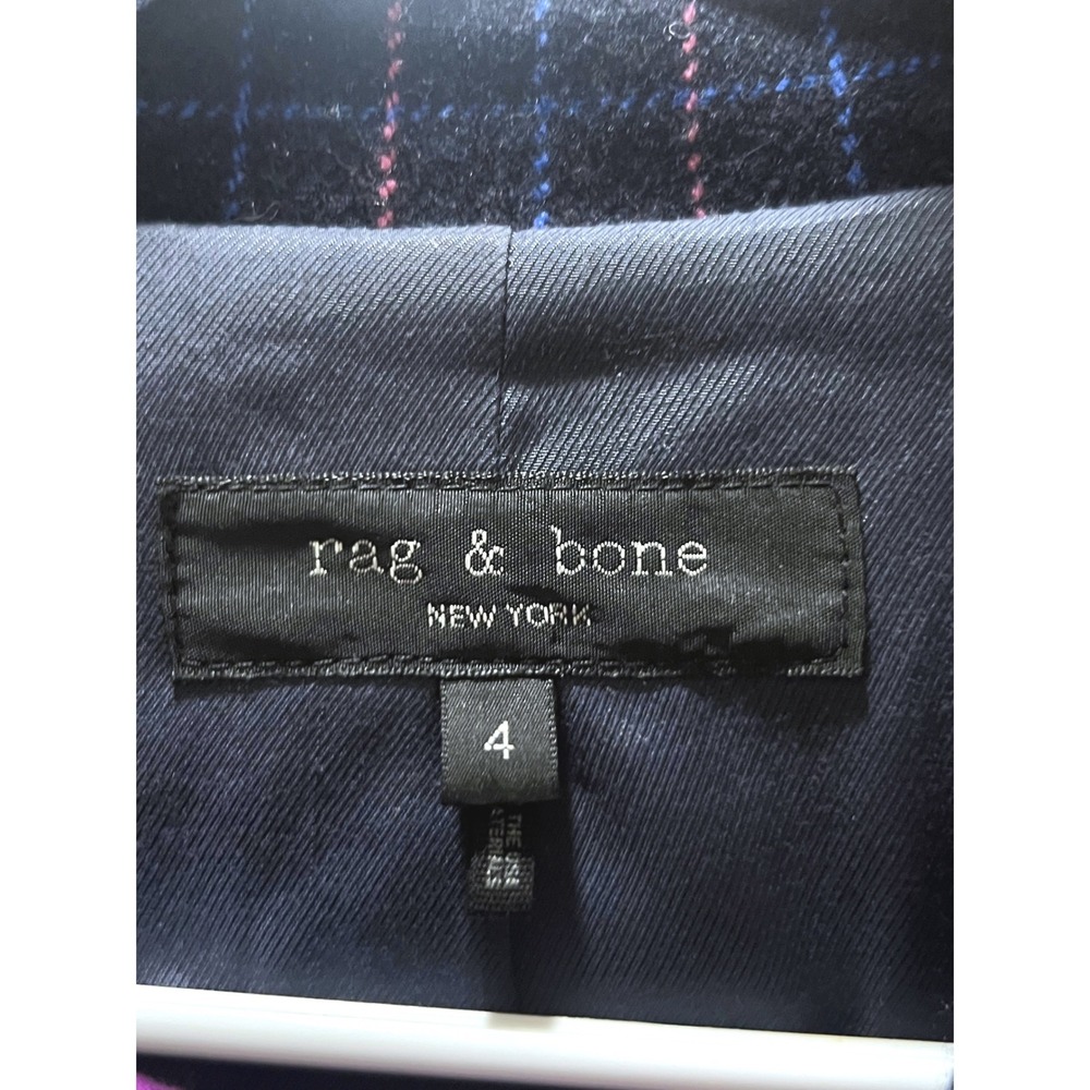 Rag & Bone Navy Pink Windowpane Plaid Wool Blend Blazer Jacket Size 4 New York - Picture 7 of 7